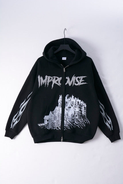 "Improvise" Graphic Zip-up